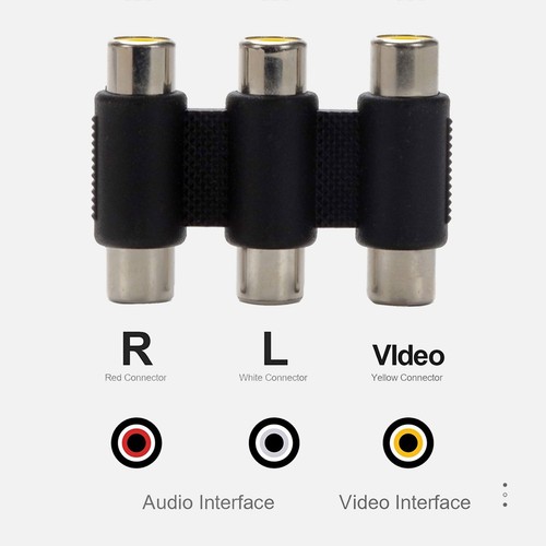 New Female Jack Socket to Female Connector RCA AV Audio Adapter Black Gold Tone - Picture 4 of 7