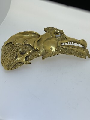 Large Unique Christopher Ross Gold Tone Dragon Belt Buckle  display picture 2