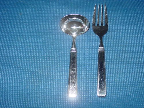 ROBERT METZGER KIP'S BAY MIKASA HOSTESS GRAVY LADLE MEAT FORK STAINLESS FLATWARE - 第 1/3 張圖片