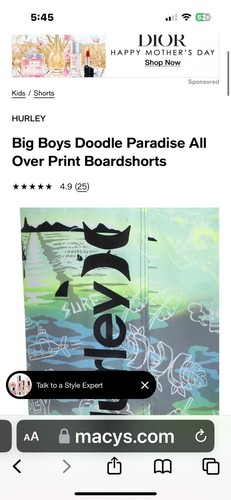 Hurley Big Boys 20/30 Doodle Paradise All Over Print Swim Boardshorts Blue - Picture 4 of 16