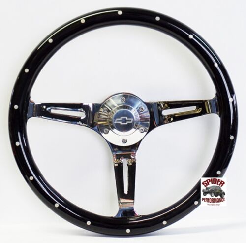 1982-1994 S-10 Blazer S-10 pickup wood steering wheel BOWTIE 15" BLACK WIDOW - Foto 5 di 8