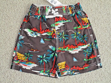 NEW NWT THE CHILDRENS PLACE SWIM TRUNKS BROWN TROPICAL 18 MONTHS