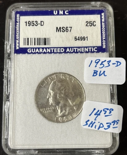 1953 D Quarter, BU