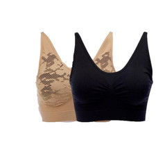 Rhonda Shear 2 Pack Ahh Bra with Adjustable Straps and Lace Detail, Multi, Small