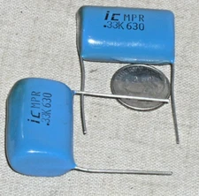 2 ILLINOIS CAPACITOR MPR METALLIZED POLYPROPYLENE FILM AUDIO .33UF 630V 334 USA
