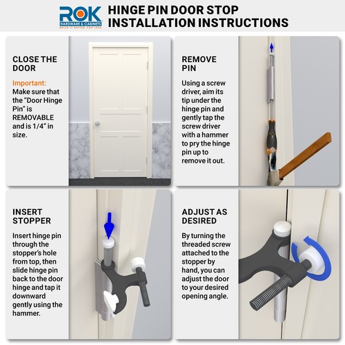 Rok Hardware Heavy Duty Hinge Pin Door Stop, Antique Nickel - 第 6/7 張圖片