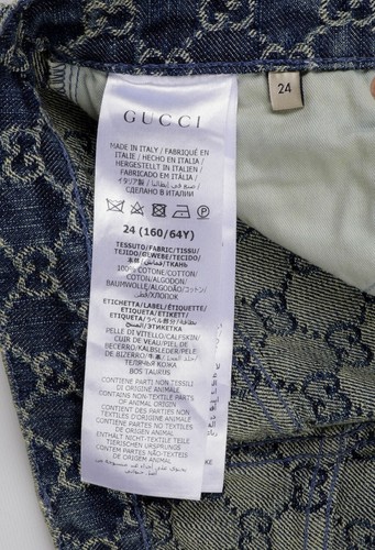 Women's Gucci GG Jacquard Monogram Light Blue Denim Sandy Washed Jeans Size W24 - Picture 9 of 15