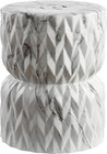 TBL1021A 17.5" White Marble Finish Ceramic Garden Stool