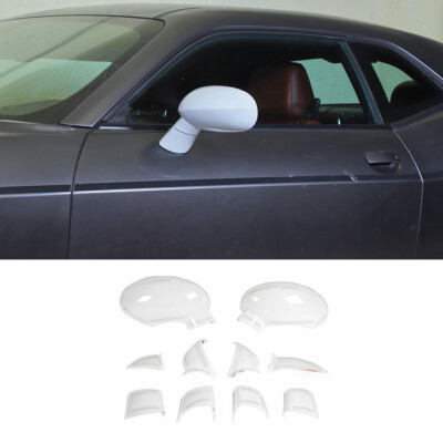For 2009+ Dodge Challenger Rearview Side Mirrors Cover Trim White Accessories