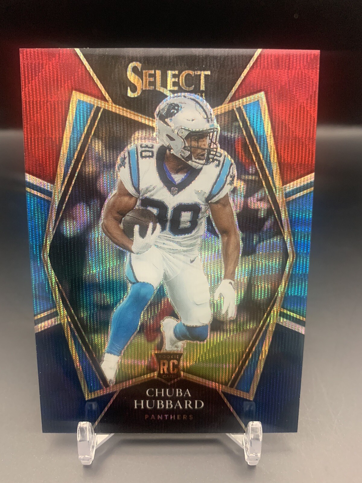 2021 SELECT PREMIER LEVEL ROOKIE TRI-COLOR CHUBA HUBBARD RC SP /199 PANTHERS