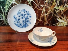 ROYAL TETTAU Germany, schöne Teetasse, Gedeck 3-teilig,  Kirschblüte in blau
