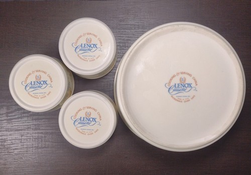 Lenox Butterfly Cuisine China Cinderella Round Souffle Dish 7" & 3 small Dishes - Picture 6 of 12