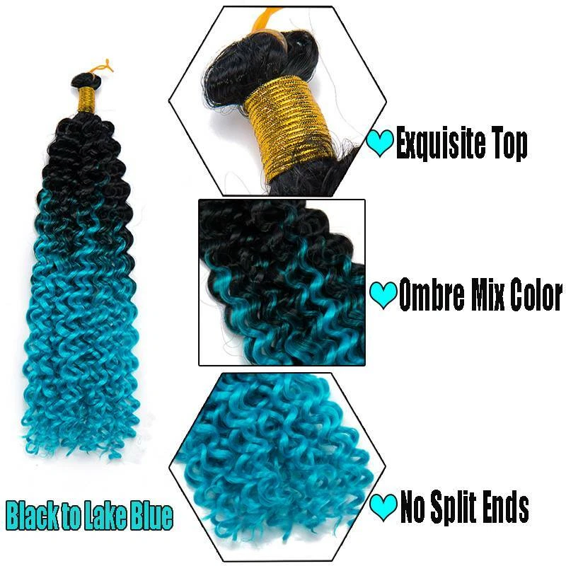 EUA tranças de onda de água torção crochê extensões de cabelo ombre como humano encaracolado - Imagem 4 de 4