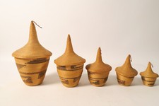 5 kleine K&ouml;rbe Tutsi fein gewebt geflochten HA43 16cm woven baskets container