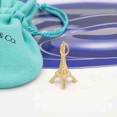 Tiffany & Co. 18K Yellow Gold Eiffel Tower Charm Pendant w/ Box