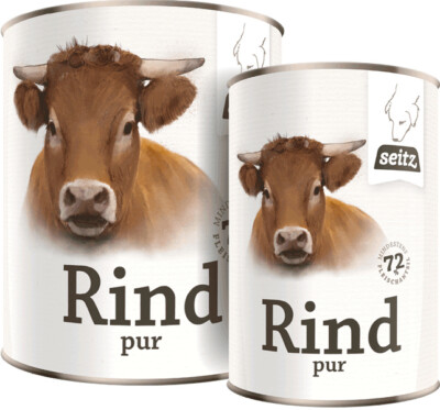 Seitz 400g / 800g Dose Hundefutter Nassfutter Rind pur 72% Fleischanteil