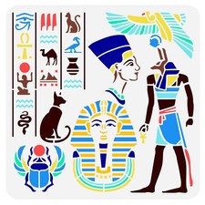 Egyptian Hieroglyph Stencil 11.8x11.8 inch Hollow Out God Anubis Egypt Scarab...