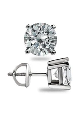 4 Ct Round Cut Moissanite FL/D Stud Earrings 14K White Gold 8mm Screw Back NEW