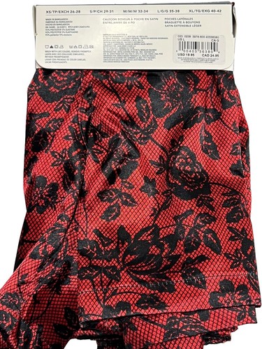 Neu mit Etikett American Eagle Satin Boxershorts mit Tasche Gr. XS-M-L-XL rot schwarz Rosen #76 - Bild 7 von 9