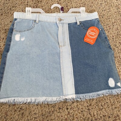 Wonder Nation Girls Patchwork Denim Skirt, Size 18