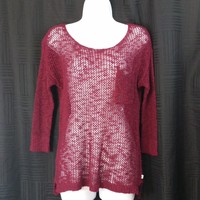 American Eagle Outfitters Womens Top Small S Open Knit 3/4 Sleeve Cover Up American Eagle Outfitters Womens Top Small S Open Knit 3/4 Sleeve Cover Up