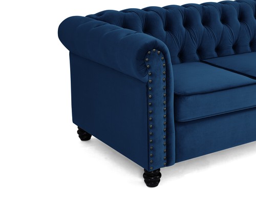 Chesterfield Sofa Velvet 3 2 Seater Couch Tufted Suite Studded Scroll Arms - Picture 35 of 66
