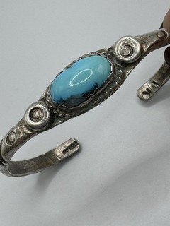Vintage IVAN KEE 60’s Navajo Sterling Artist Signed Turquoise Cuff Bracelet 21g