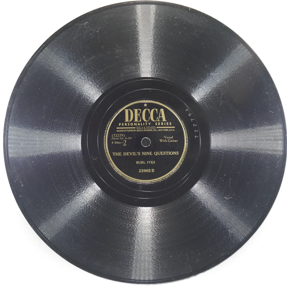 BURL IVES Turtle Dove / Devil'S Nine Questions DECCA 23965 VG 78 10" Country - Image 4 of 4