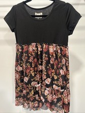 Joyfolie Mia Joy Lorelei Off Black Floral Pink Roses Size 14 Tulle Twirl NWT New