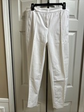 Escada Well Made Couture Crop Pants in Off White Button Accent Zip Pockets 42