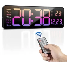 16" Large Digital Wall Clock with Remote, Large Display LED Wall Clock Timer USA