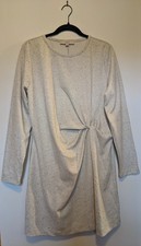 LOFT Ivory Speckled Long Sleeve Short Gathered Waist Dress Cozy sz XL