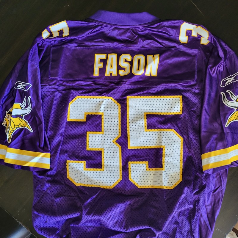 *NEW*Reebok NFL Minnesota Vikings Fason #35 On-Field Jersey Purple/White/Gold XL