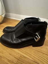 Rag  Bone Leather Black Buckle Ankle Boots Size 39