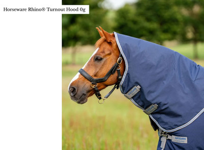 Horseware Ireland Rhino Turnout Hood   0g Light   M   Navy/Titanium Grey & Blue
