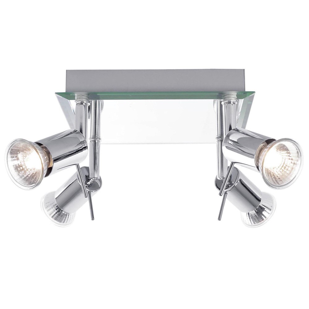 Litecraft Mercury Spotlight Plate Square Mirror Ceiling 4 Light- Polished Chrome