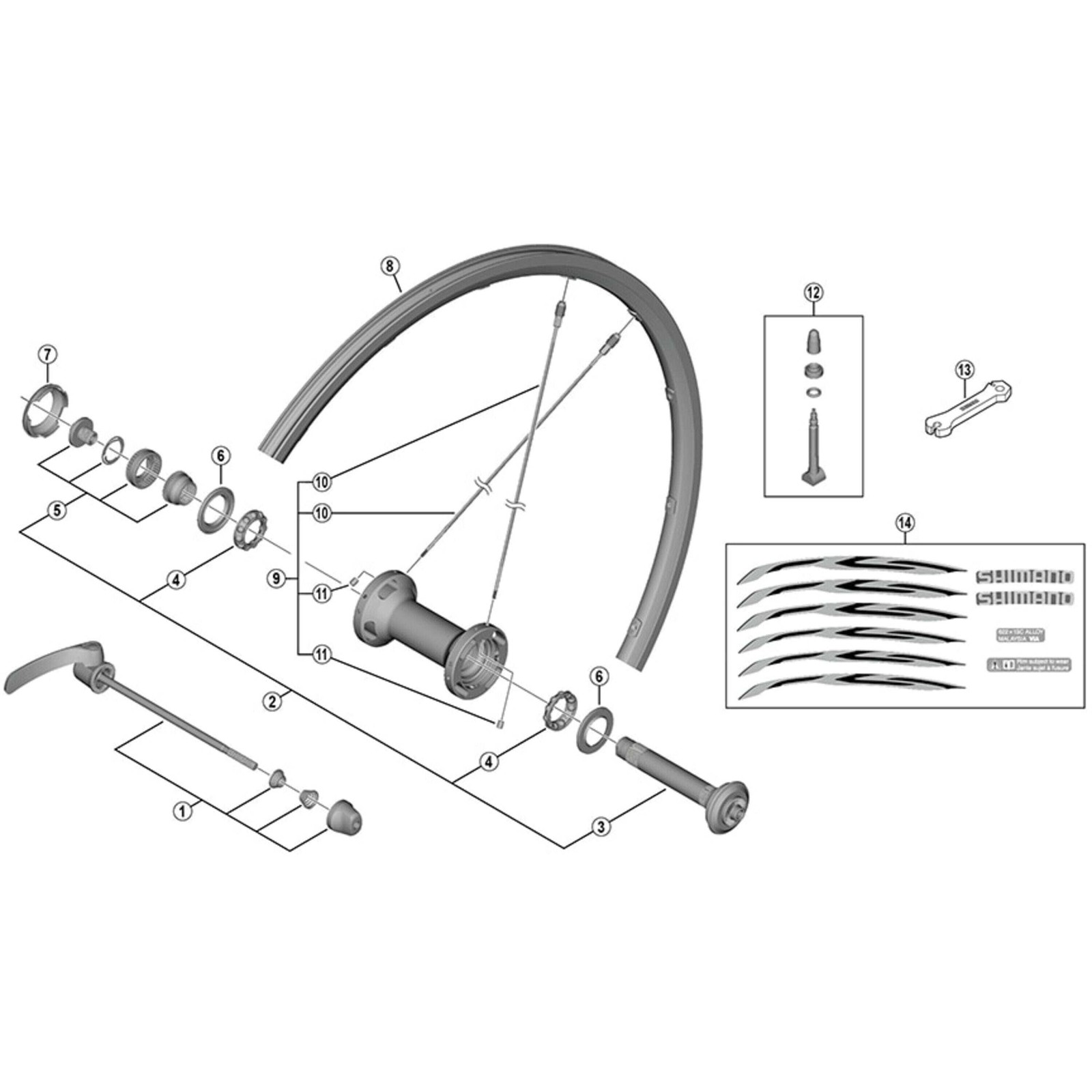 Shimano Spares WH-6800-F hub axle unit