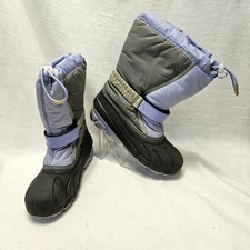 Sorel Flurry Snow Boots Youth 1 Gray Purple Waterproof Insulated Winter Kids