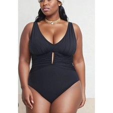 NWT Bleu Rod Beattie Black One Piece Womens Swimsuit Resort Vacation 16