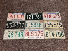 Expired Massachusetts License Plate Bulk Lot (9 Plates), 1961 1973 1985 Greenie