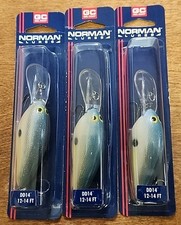 Lot Of 3. Norman Lures DD14 Crankbait Lure  12-14 Feet. Sx Shad