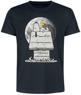 Peanuts T-Shirt Herren Moonlight - Snoopy und Woodstock schwarz