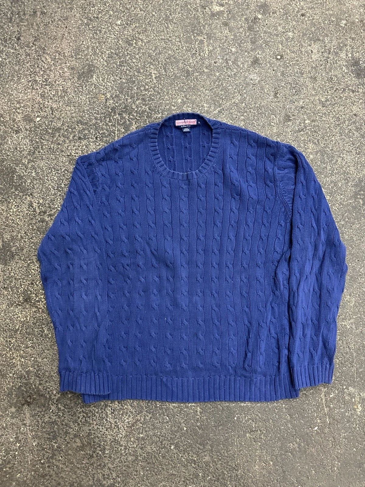 Vineyard Vines Cable Knit Sweater Mens XL Blue Crewneck Wool Blend Long Sleeve