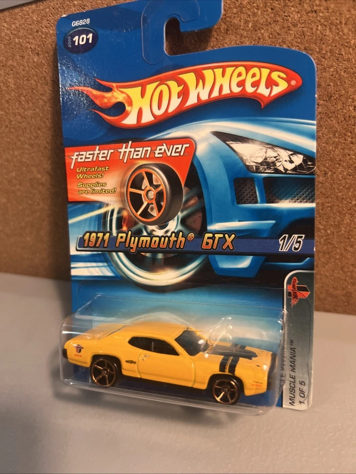 Hot Wheels 2005 más rápido que nunca 1/5 1971 Plymouth GTX #101 amarillo Foto 2 de 4