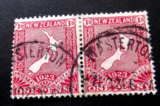 New Zealand-1923-Joined pair of 1d Carmine/Pink issues-Used
