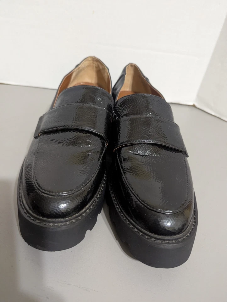 Mocasines de plataforma Franco Sarto para mujer talla 11, charol negro Foto 3 de 4