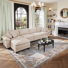 Modular Sectional Sofa Corduroy Cloud Couch with Chaise and Cushion 1/4/5/6-Seat