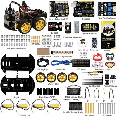 Kit Robot Auto 4WD Programmabile Arduino Smart Car Evitamento Ostacoli STEM - Bild 1 von 4