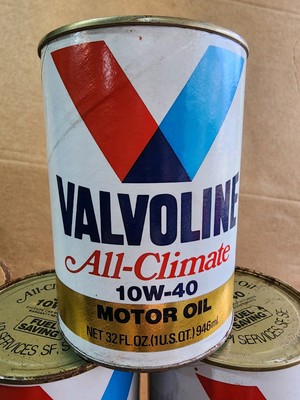 Vintage Valvoline All Climate Motor Oil Can Full 1Q Old Gas &Oil Advertising NOS