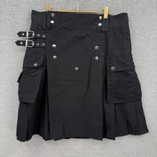 Black Cargo Kilt Mens Utility Kilt Sz 36 Adjustable Buckle Pockets Kilts Punk